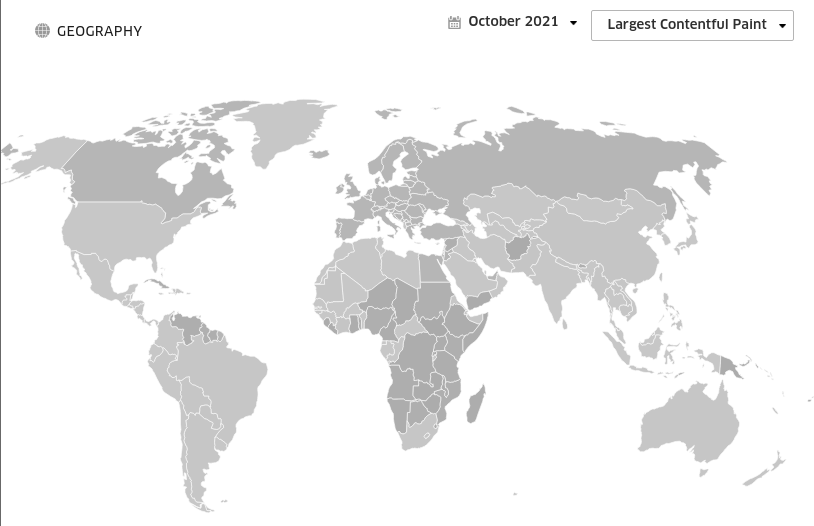 World map showing BBC.co.uk LCP performance globally.