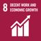 Logo for UN Sustainable Development Goals 8 - Decent work & economic growth